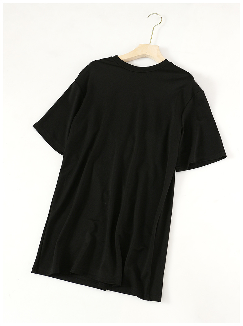 Handmade Rhinestone Round Neck Short Sleeve T-shirt