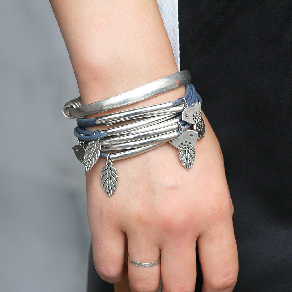 Fashion Multi-layer Leaf Bird Woven Bracelet