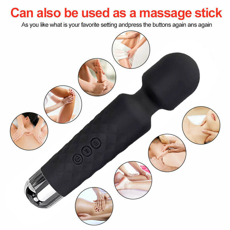 20 Speed Handheld Massager Wand Vibrating Massage Magic Full Body Therapy Motor