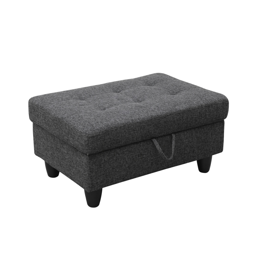 Pickup Only--Black Grey Linen 3-Piece Couch Living Room Sofa Set