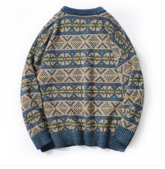 Autumn And Winter New Geometric Pattern Trend Loose Knitted Sweater
