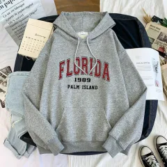 Men's And Women's Fleece Thickened English Alphabet Sweatshirt - Grey - View 1