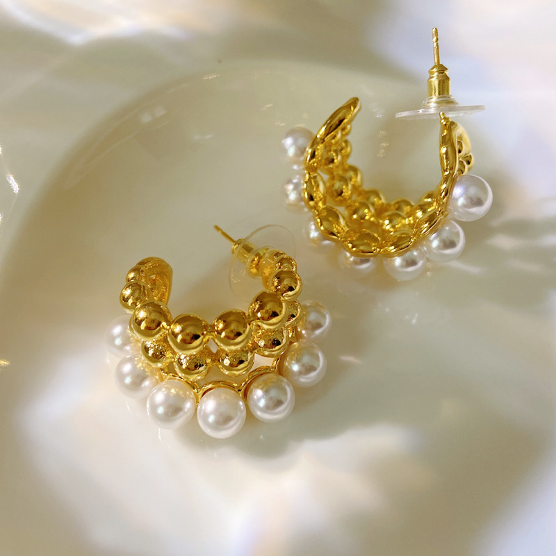 High-end Temperament Multi-layer Beaded Arc-shaped Earrings