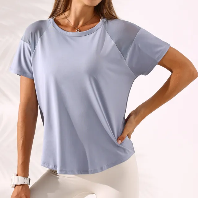 Summer New Hollow Mesh Back Yoga Wear Blue - Shop at LoveMi