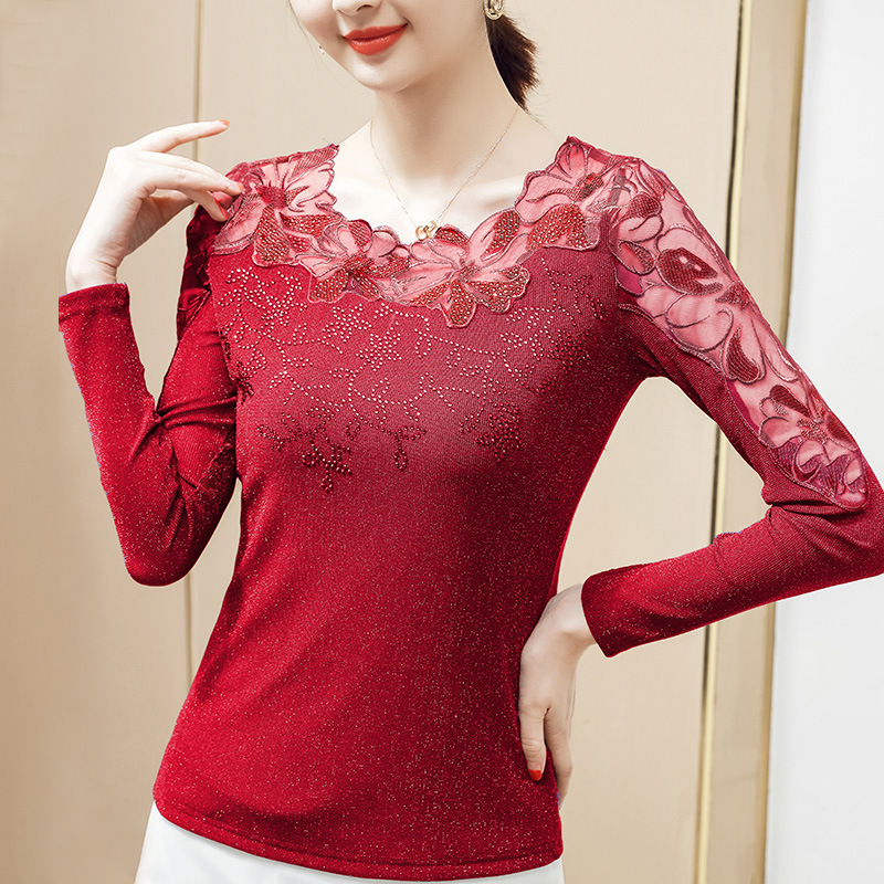 Title 6, Western Style Diamond Long-sleeved Ladies Blouse