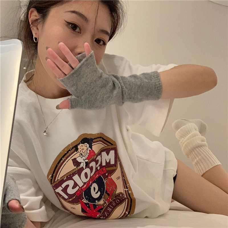 New Korean Style Round Neck Short Sleeve T-shirt Loose Printed Letters