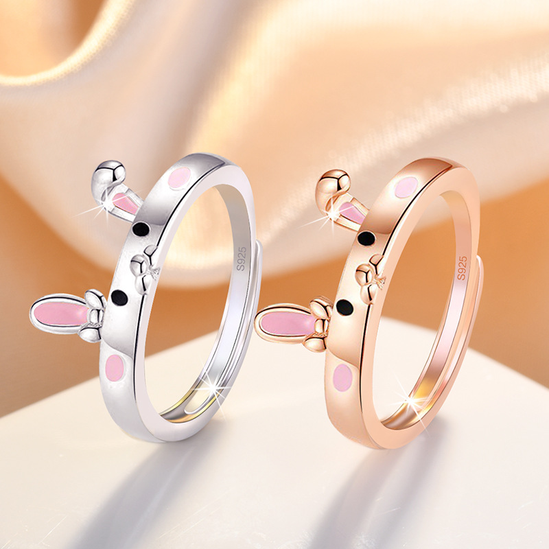 Title 2, Bague Ouverte Lapin Mignon pour Femme Bijou Ten...