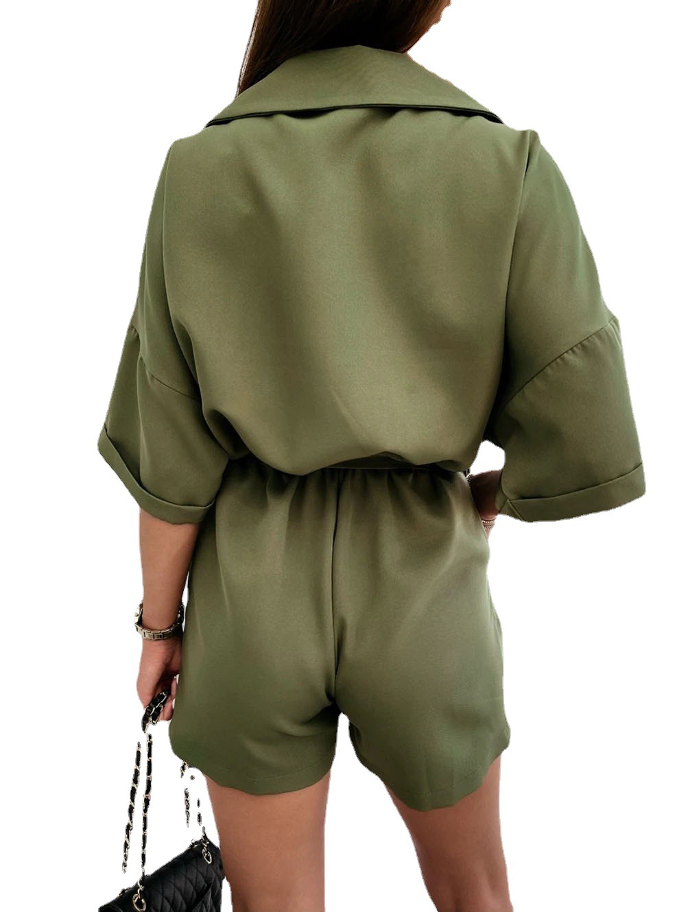 Women's Lapel Doll Sleeve Casual Bodysuit - Image 7