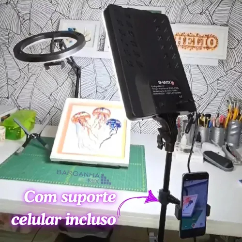 Ring Light LED Professional Photo Illuminator 40cm With 210cm Tripod, White RGB