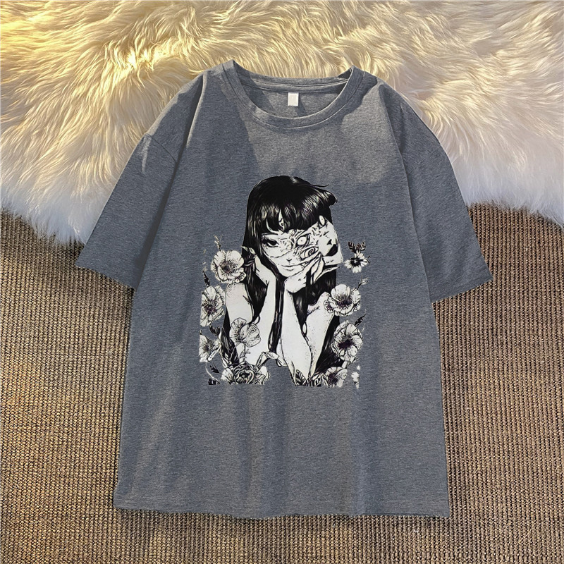 Title 9, T-shirt Gothic Cartoon Punk Japanese Top Fashion