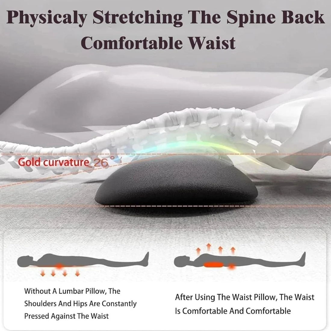 Lumbar Support Pillow Bed Cushion Sleeping Pad Suppor Umbar Massager — image 6