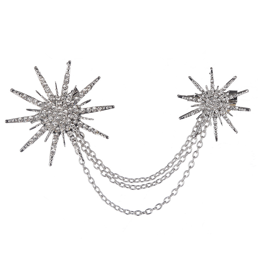 Title 7, Simple Snowflake Diamond-studded Collar Pin Sca...