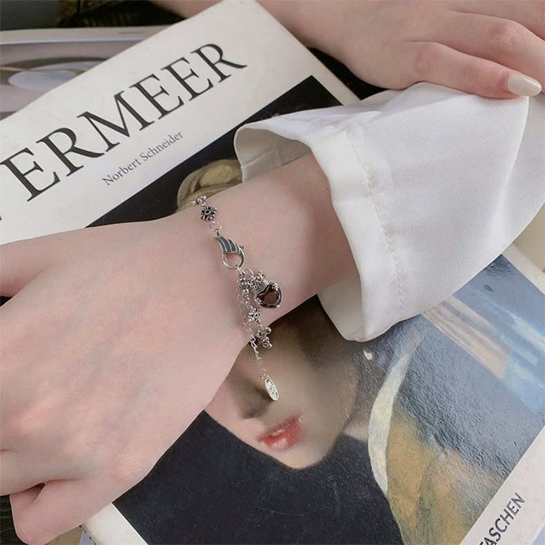 925 Sterling Silver Heavy Industry Crown Love Bracelet Retro Simple