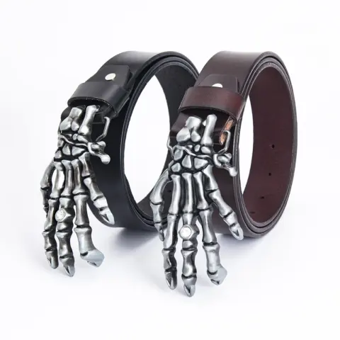 Men's Leather Belt Skull Big Head Claw Outdoor Rider