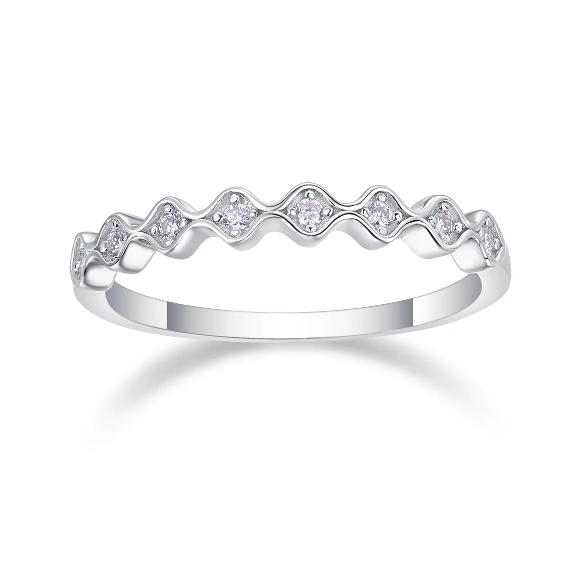 S925 Silver 1.4g Platinum Plated Moissanite Ring