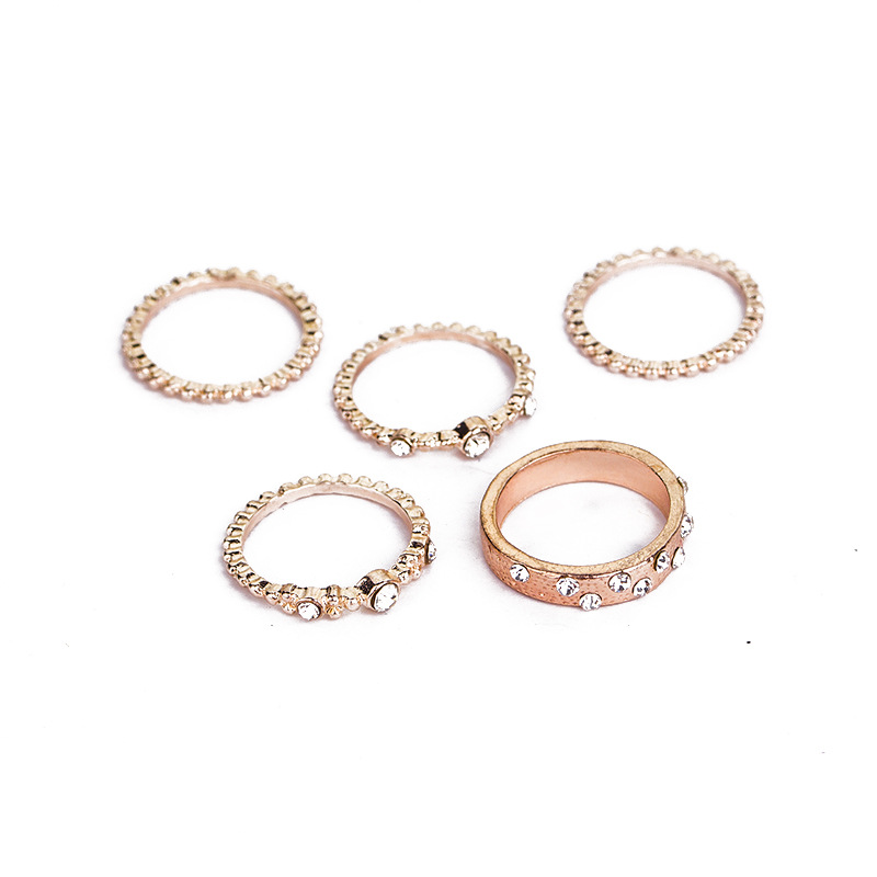 Rose Gold Stackable Five-piece Diamond Ring Women