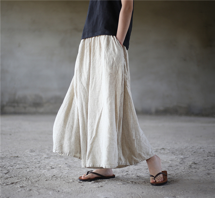 Title 5, Retro-Culottes aus Stone-Washed-Leinen mit weit...