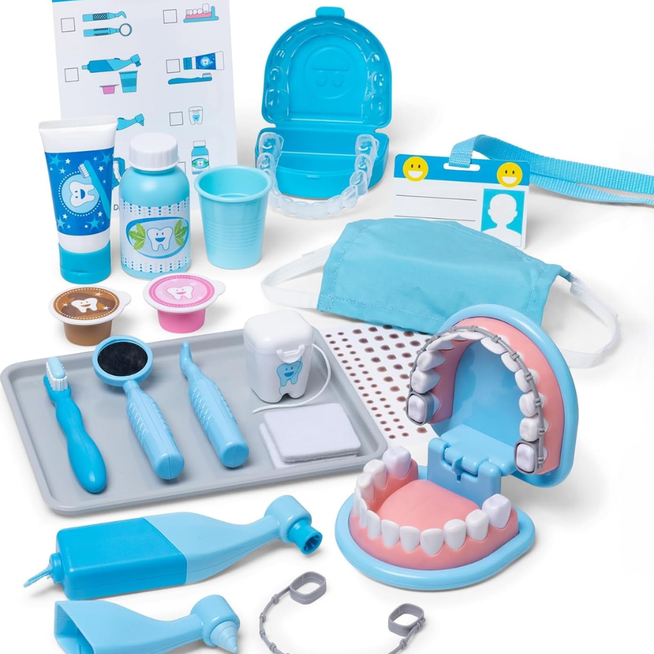 25 Piece Dentist Kit With Oversized Teeth, Large Tools Accessories, Kids Toys For Girls Boys
