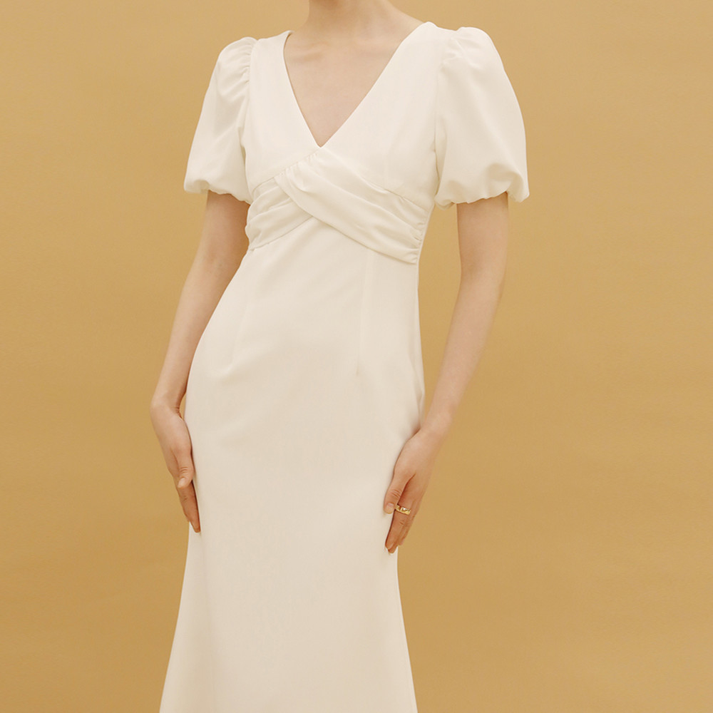 Pleated V-Neck Dress, picture 2 of 5