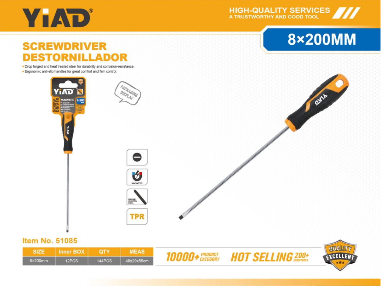 8X200mm Slotted Screwdriver, Only Supports Self-pickup, Please Note That Free Shipping Is For Anti-bidding Price