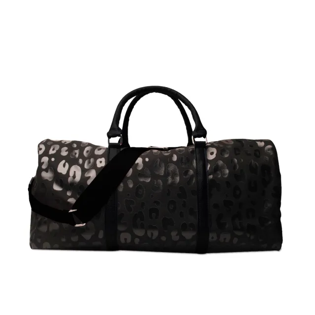 Bright Leopard Print Travel Bag European And American PU Handle Shoulder Strap Luggage Bag Portable Black - Shop at LoveMi