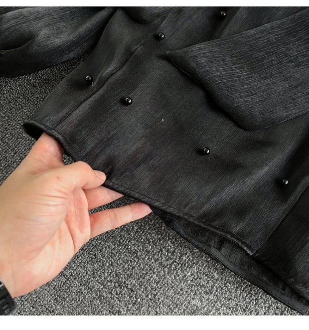 Ruffle Bottoming Tie Shirt Stand-up Collar Long Sleeves