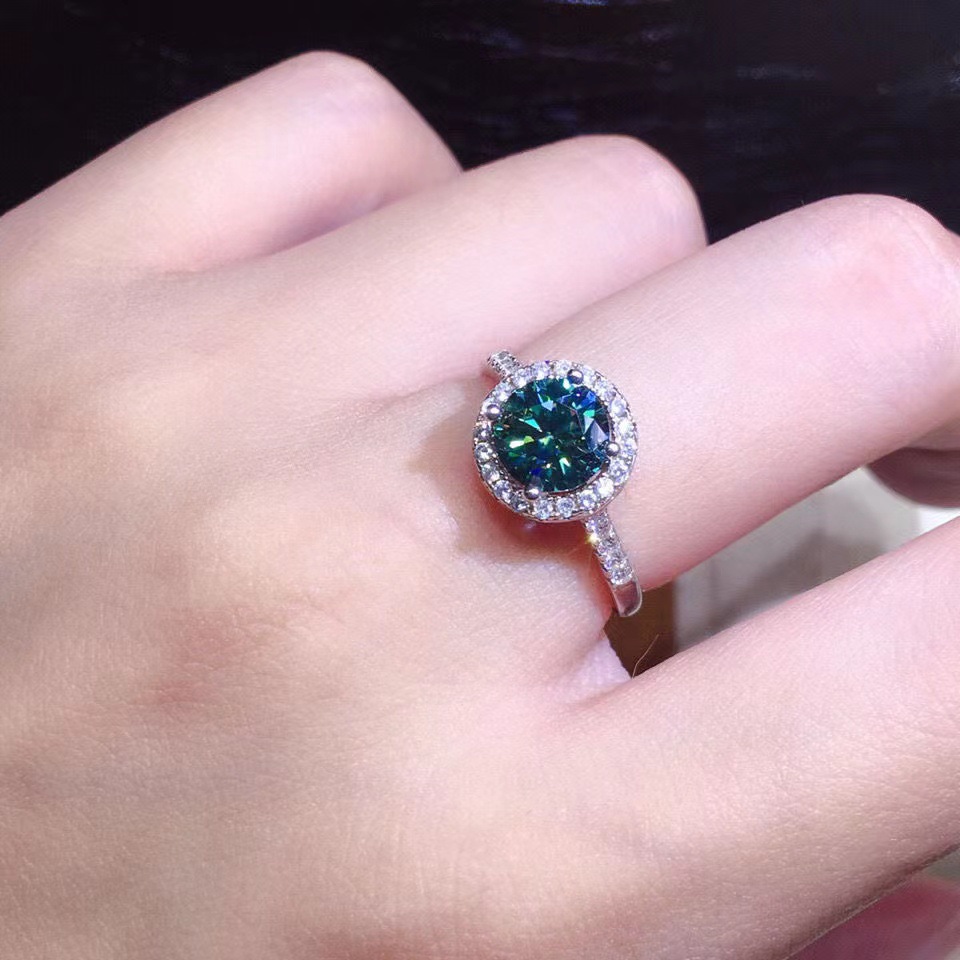 Mo Sangshi Fashion Green Diamond Round Bag Ring Girl