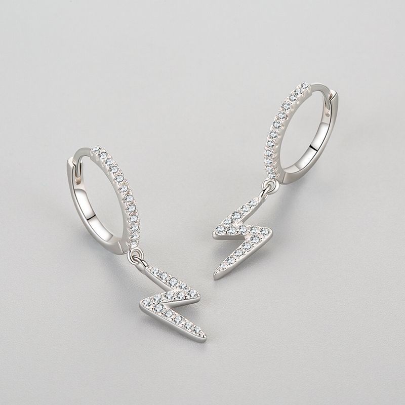 925 Sterling Silver Geometric Lightning Earrings