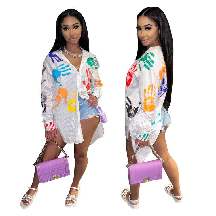 Women's Fashion Casual Cardigan Printed Shirt