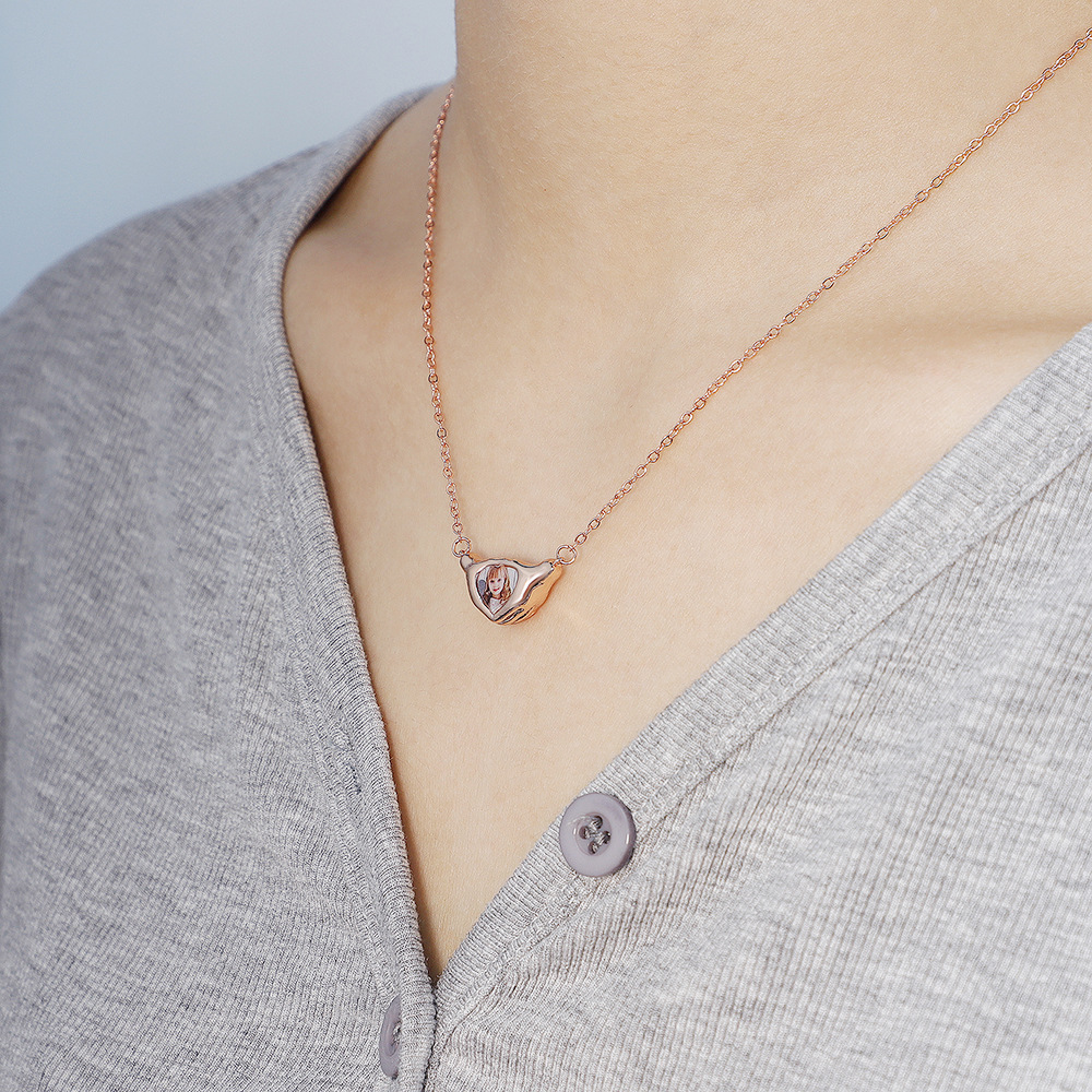 Personalized Custom Color Printing Photo Than Heart Necklace