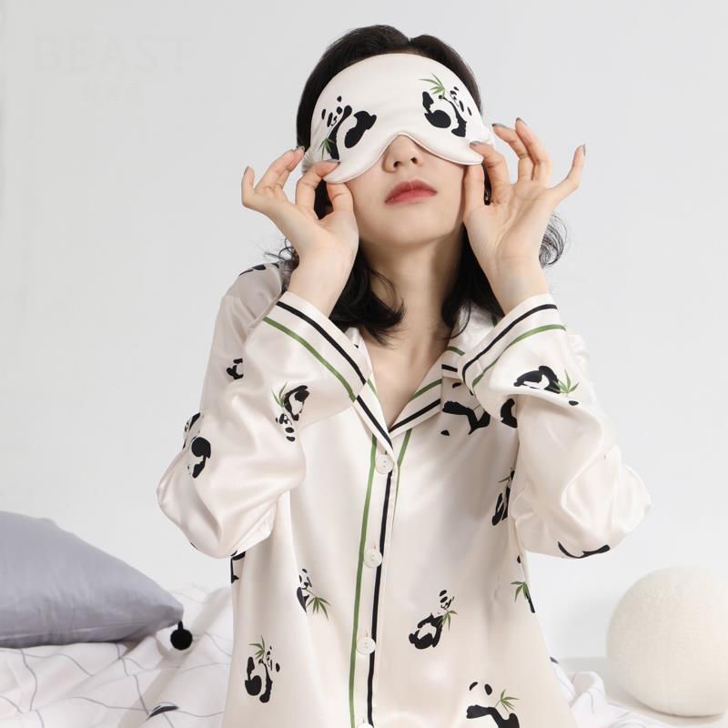 Title 6, Ice Silk Panda Print Upper And Lower Pajamas