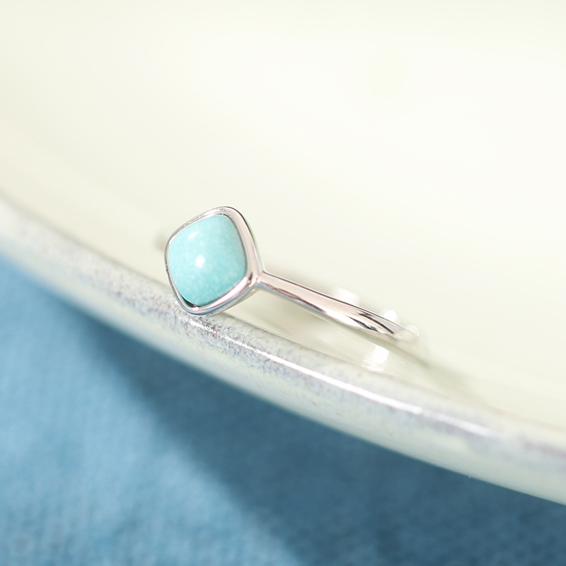 Title 3, Turquoise Square Silver Ring Female