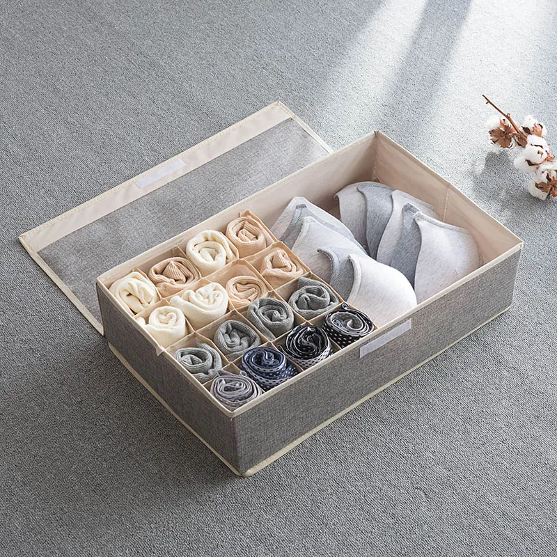 Underwear Storage Box For Household Socks Artifact - 17Grid Dark Grey