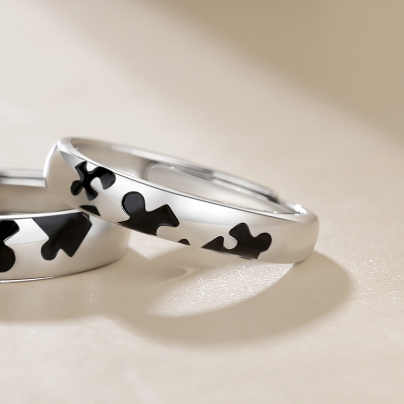 Title 6, 925 Sterling Silver Puzzle Couple Ring Design