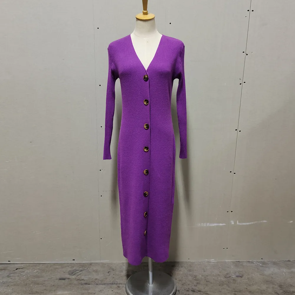 Women's Slim Fit Long Sweater Coat - Purple