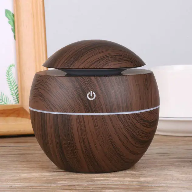 Portable Mini Wood Grain Round Air Humidifier