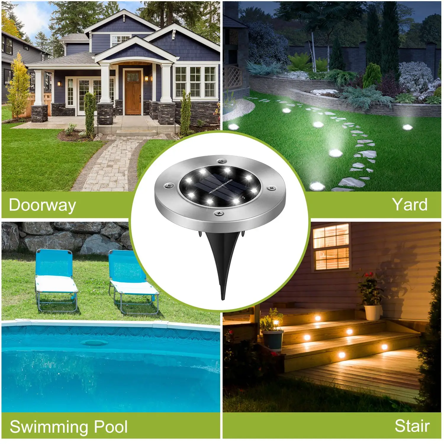 4Pcs Solar Powered Ground Light For Outdoor Garden Decoration IP65 Waterproof Buried In-Ground Lamp Decorative Path Deck Lawn Patio Lamp