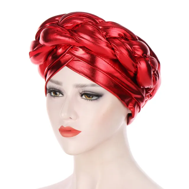 Bright Silk Coarse Twist Turban Hat Scarlet - Shop at LoveMi