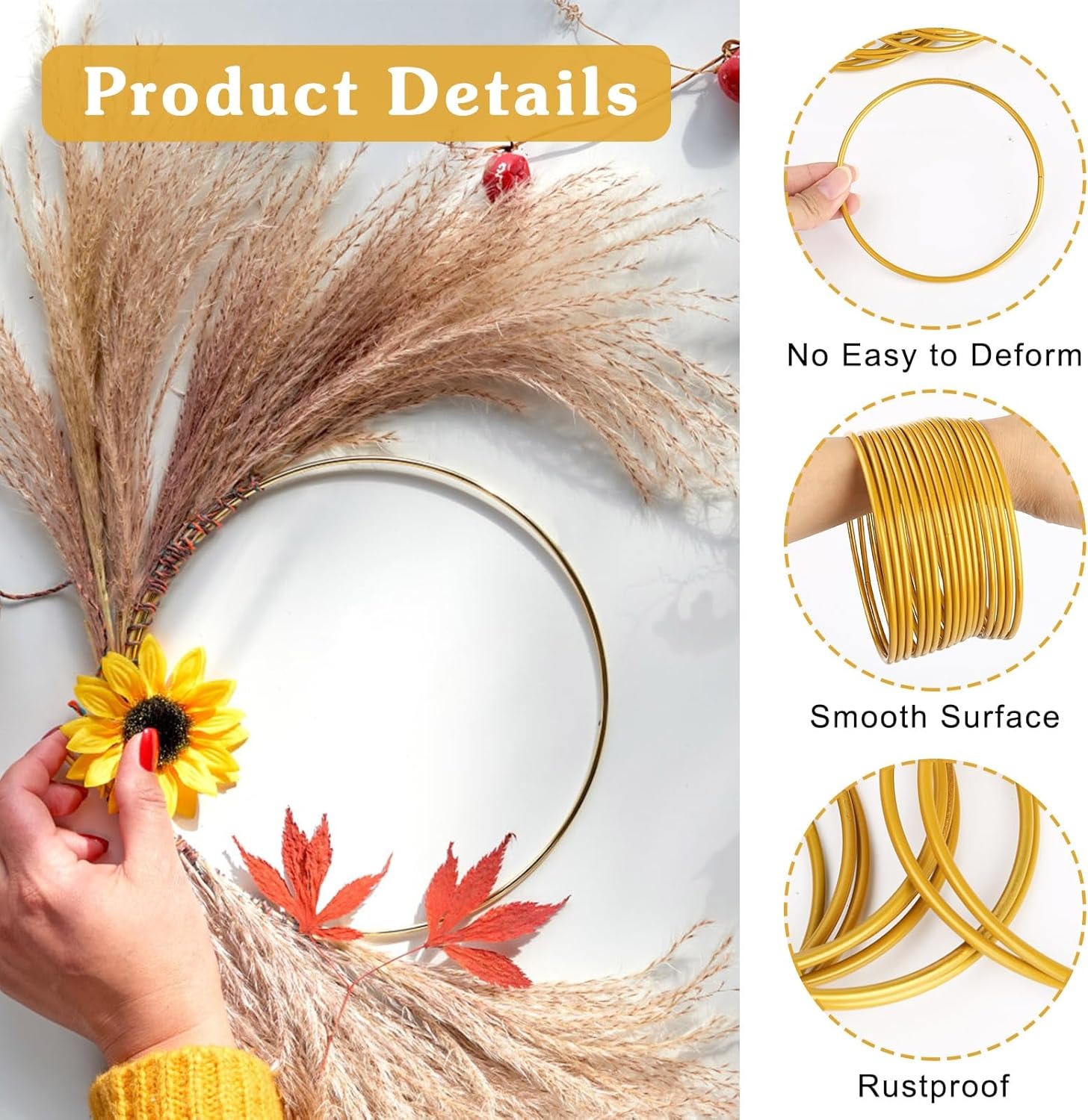 16 Metal Craft Rings, 10cm, Wire Macrame Round Dreamcatcher Wreath Frames — image 7