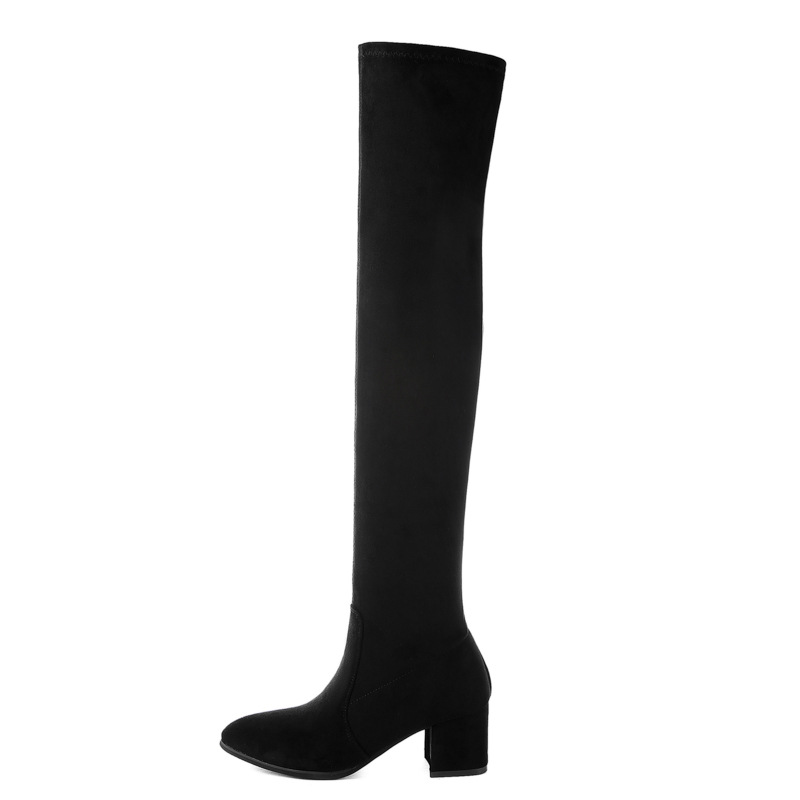 Title 2, Ladies mid-heel pointed thick heel long boots ...