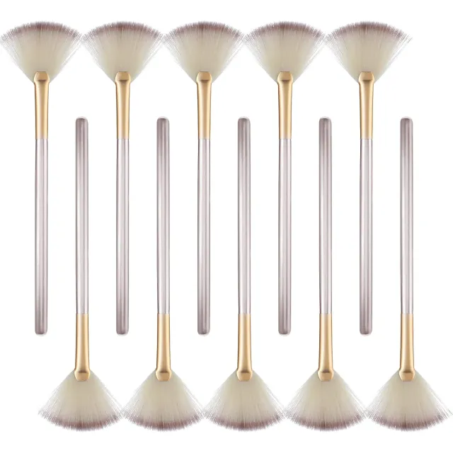 10 Professional Soft Facial Fan Brushes For Mask Mud Cream, Glycolic Peel & Makeup Application Esthetician Tools With Champagne Finish 20Pcs - Shop at LoveMi