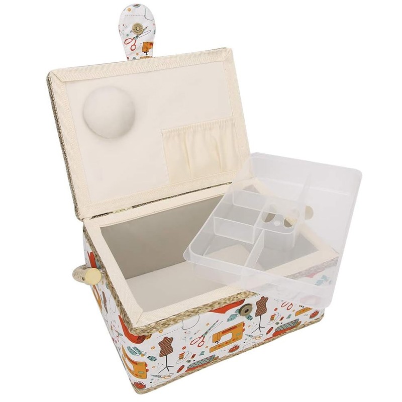 Extra Large Fabric Sewing Craft Box Household Storage Organizer Basket With Lid — image 6