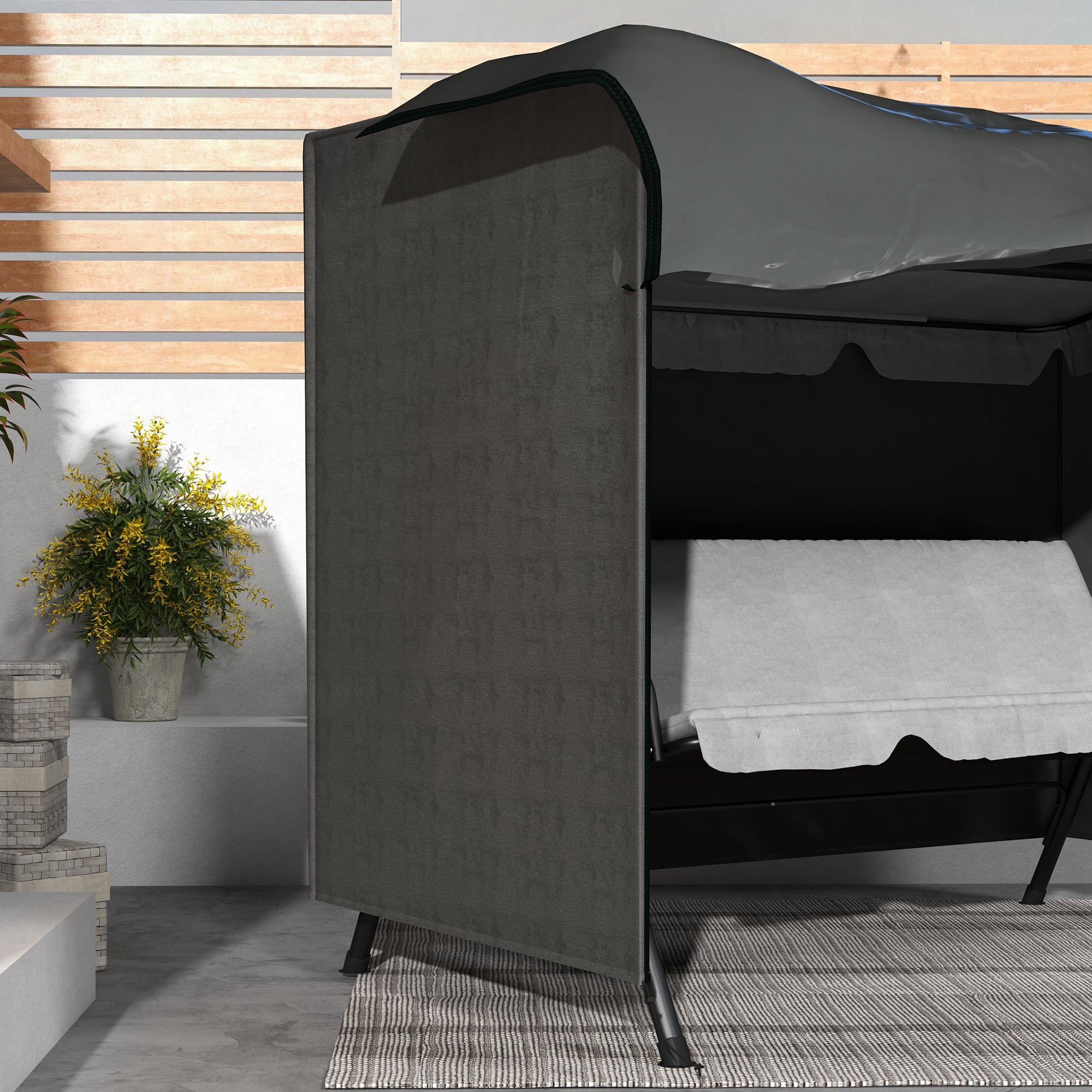 205 X 124 Cm Three Seater Swing Chair Protective Cover Dark — image 2