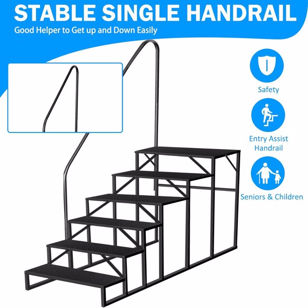 RV Stairs 6 Step Ladder,RV Steps Anti-Slip,Hot Tub Steps With Handrail,660 Lbs RV Ladder For 5th Wheel RV,Mobile Home Stairs 6bf52fb6 Ee60 4d2e Acca 7385052c4a81
