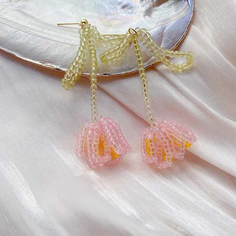 Fashion Tulip Flower Beaded Earrings