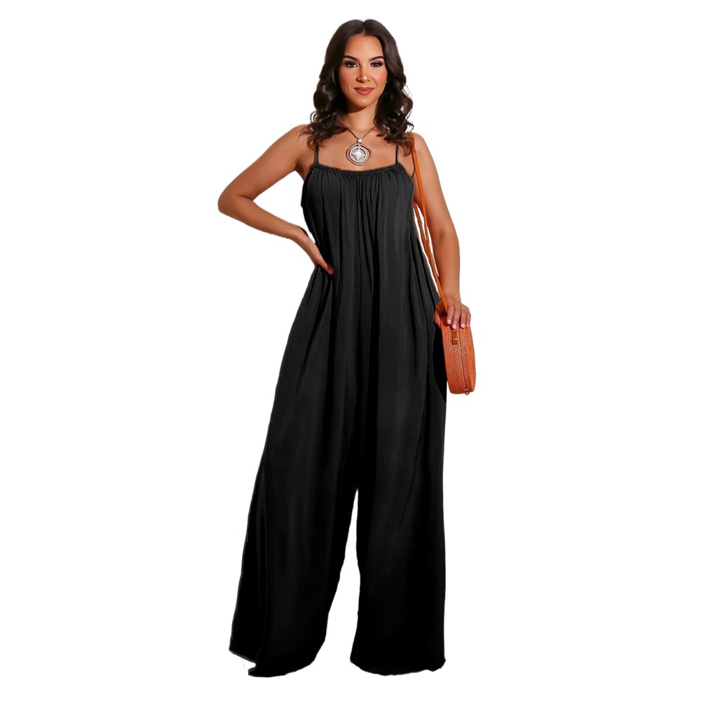 Solid Color Casual Sling Women's Jumpsuit