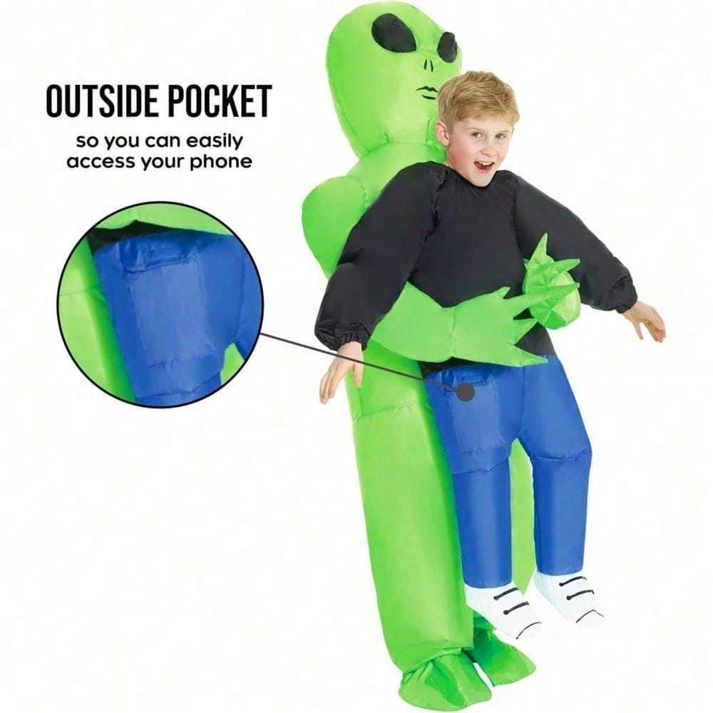 Perfect Valentine Gift Inflatable Alien Costume For Adults, Digital Printed Blow Up Halloween Outfit, Funny UFO Space Party Costume With Pump