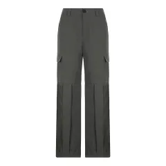 Women's Loose High Waist Divided Pocket Cargo Casual Pants - Grey - View 1