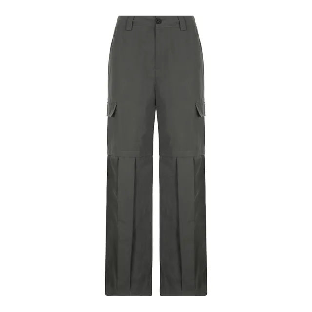 Women's Loose High Waist Divided Pocket Cargo Casual Pants Grey Pants - Shop at LoveMi