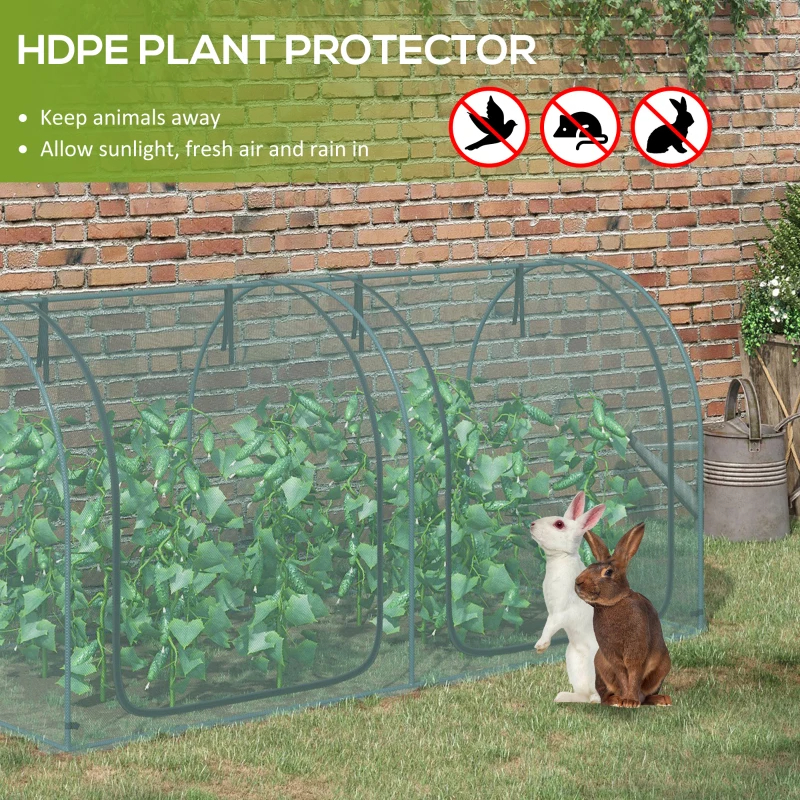 Crop Cage, Plant Protection Tent With Two Zippered Doors, Storage Bag And 4 Ground Stakes, For Garden, Yard, Lawn, Green
